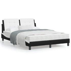 Letto con Materasso Nero e Bianco 140x190 cm in Similpelle