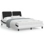 Letto con Materasso Bianco e Nero 140x200 cm in Similpelle