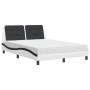 Letto con Materasso Bianco e Nero 140x200 cm in Similpelle