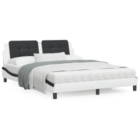 Letto con Materasso Bianco e Nero 160x200cm Similpelle