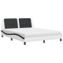 Letto con Materasso Bianco e Nero 160x200cm Similpelle