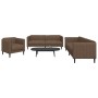 Set di Divani 3 pz Marrone in Tessuto
