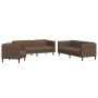 Set di Divani 3 pz Marrone in Tessuto