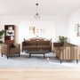 Set di Divani 3 pz Marrone in Tessuto