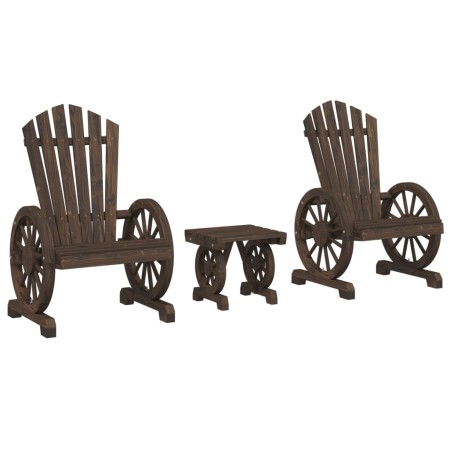 Set Salotto da Giardino 3 pz in Legno Massello di Abete