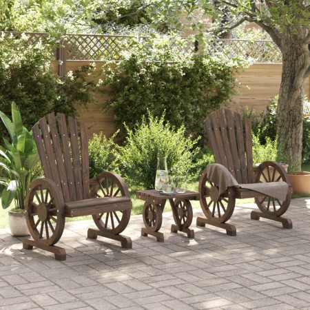 Set Salotto da Giardino 3 pz in Legno Massello di Abete