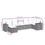 Set Divani da Giardino con Cuscini 7pz Nero Polyrattan