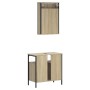 Set Mobili da Bagno 2 pz Rovere Sonoma in Legno Multistrato