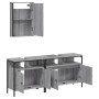 Set Mobili da Bagno 3 pz Grigio Sonoma in Legno Multistrato