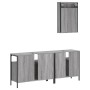 Set Mobili da Bagno 3 pz Grigio Sonoma in Legno Multistrato