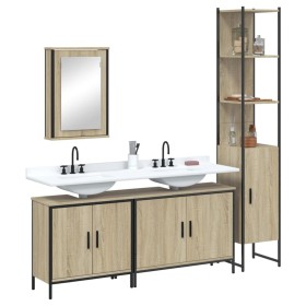 Set Mobili da Bagno 4 pz Rovere Sonoma in Legno Multistrato