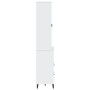 Credenza VIKEN Bianca 80x40x200 cm in Legno Massello di Pino