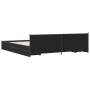 Giroletto con Cassetti Nero 200x200 cm in Legno Multistrato