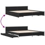 Giroletto con Cassetti Nero 200x200 cm in Legno Multistrato