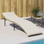 Lettino Prendisole con Cuscino Beige 55x199x50 cm in Polyrattan