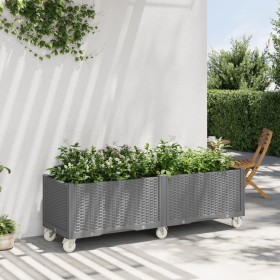 Fioriera Giardino con Ruote Grigio Chiaro 160x50x54 cm PP