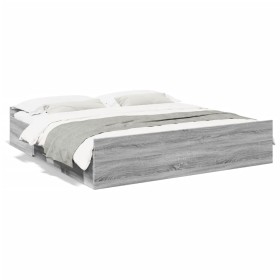 Giroletto Cassetti Grigio Sonoma 200x200 cm Legno Multistrato