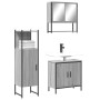 Set Mobili da Bagno 3 pz Grigio Sonoma in Legno Multistrato