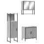 Set Mobili da Bagno 3 pz Grigio Sonoma in Legno Multistrato