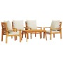 Set Salotto da Giardino 5 pz con Cuscini Legno Massello Acacia