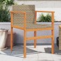 Sedie da Giardino 2 pz Beige in Polyrattan e Legno Massello