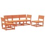 Set Divani da Giardino 5 pz Marrone Cera Legno Massello Pino