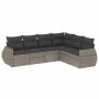 Set Divano da Giardino 6 pz con Cuscini Grigio in Polyrattan