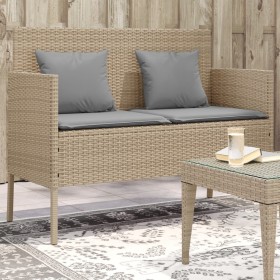 Panca da Giardino con Cuscini Beige in Polyrattan