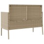 Panca da Giardino con Cuscini Beige in Polyrattan