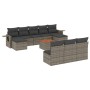 Set Divani da Giardino 11 pz con Cuscini in Polyrattan Grigio