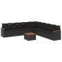 Set Divani da Giardino 10pz con Cuscini in Polyrattan Nero