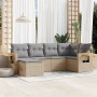 Set Divano da Giardino 6 pz con Cuscini Beige in Polyrattan