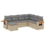 Set Divani da Giardino 7 pz con Cuscini Beige in Polyrattan