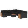 Set Divani da Giardino 12 pz con Cuscini Nero in Polyrattan