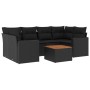 Set Divani da Giardino con Cuscini 7pz Nero Polyrattan