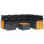 Set Divani da Giardino con Cuscini 8 pz Nero in Polyrattan