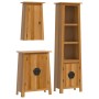 Set Mobili da Bagno 3 pz in Legno Massello di Pino