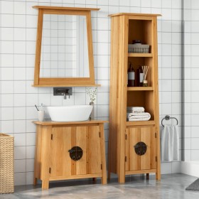 Set Mobili da Bagno 3 pz in Legno Massello di Pino