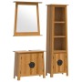 Set Mobili da Bagno 3 pz in Legno Massello di Pino