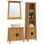 Set Mobili da Bagno 3 pz in Legno Massello di Pino