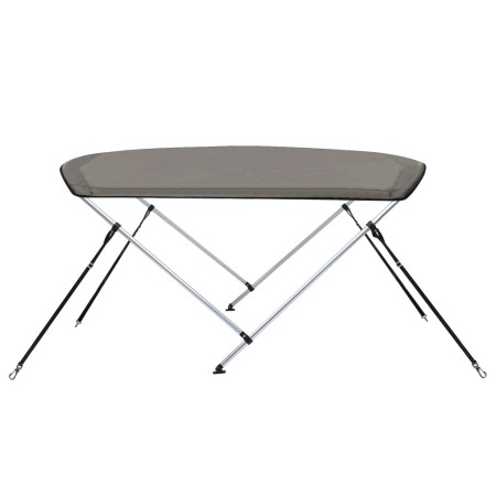 Bimini di Prua con Tendalino 2 Archi Grigio 148,5x133x104 cm