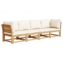 Set Salotto da Giardino 4pz con Cuscini Legno Massello Acacia