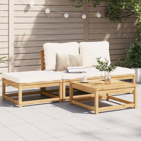 Set Salotto da Giardino 4pz con Cuscini Legno Massello Acacia