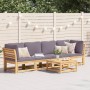 Set Salotto da Giardino 4pz con Cuscini Legno Massello Acacia