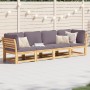 Set Salotto da Giardino 4pz con Cuscini Legno Massello Acacia