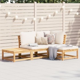 Set Salotto da Giardino 4pz con Cuscini Legno Massello Acacia