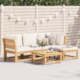 Set Salotto da Giardino 5 pz con Cuscini Legno Massello Acacia