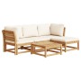 Set Salotto da Giardino 5 pz con Cuscini Legno Massello Acacia