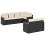 Set Divani da Giardino con Cuscini 7pz Nero Polyrattan