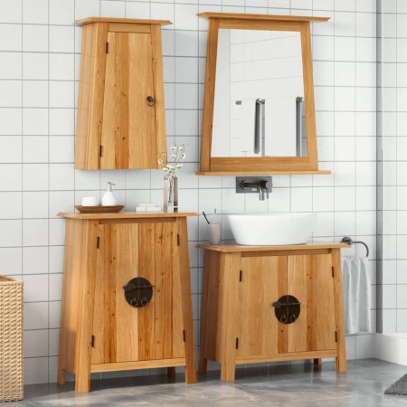 Set Mobili da Bagno 3 pz in Legno Massello di Pino